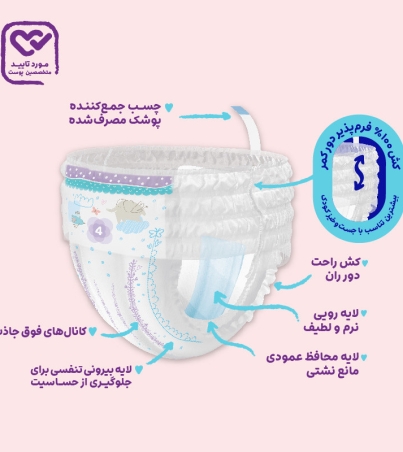 پوشک شورتی مای بیبی مدل کانالدار سایز 4 بسته 30 عددی