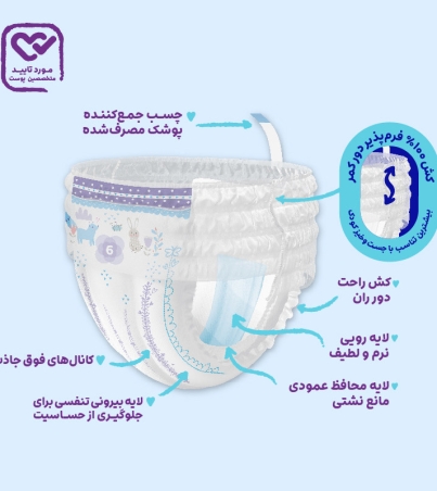 پوشک شورتی مای بیبی مدل کانال‌دار سایز 5 بسته 26 عددی