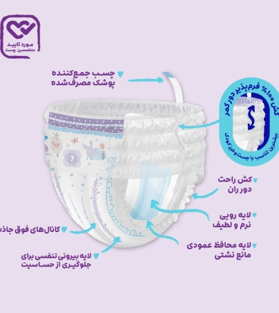 پوشک شورتی مای بیبی مدل کانال‌دار سایز 7 بسته 20 عددی