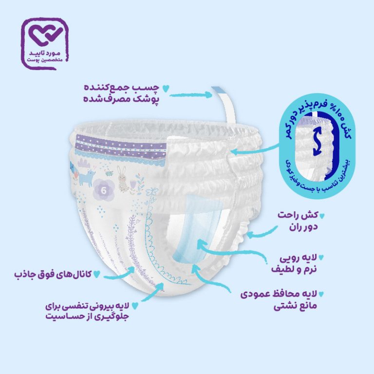 پوشک شورتی مای بیبی مدل کانال‌دار سایز 5 بسته 26 عددی