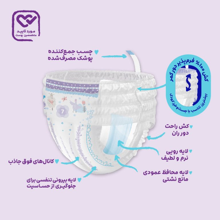 پوشک شورتی مای بیبی مدل کانال‌دار سایز 7 بسته 20 عددی